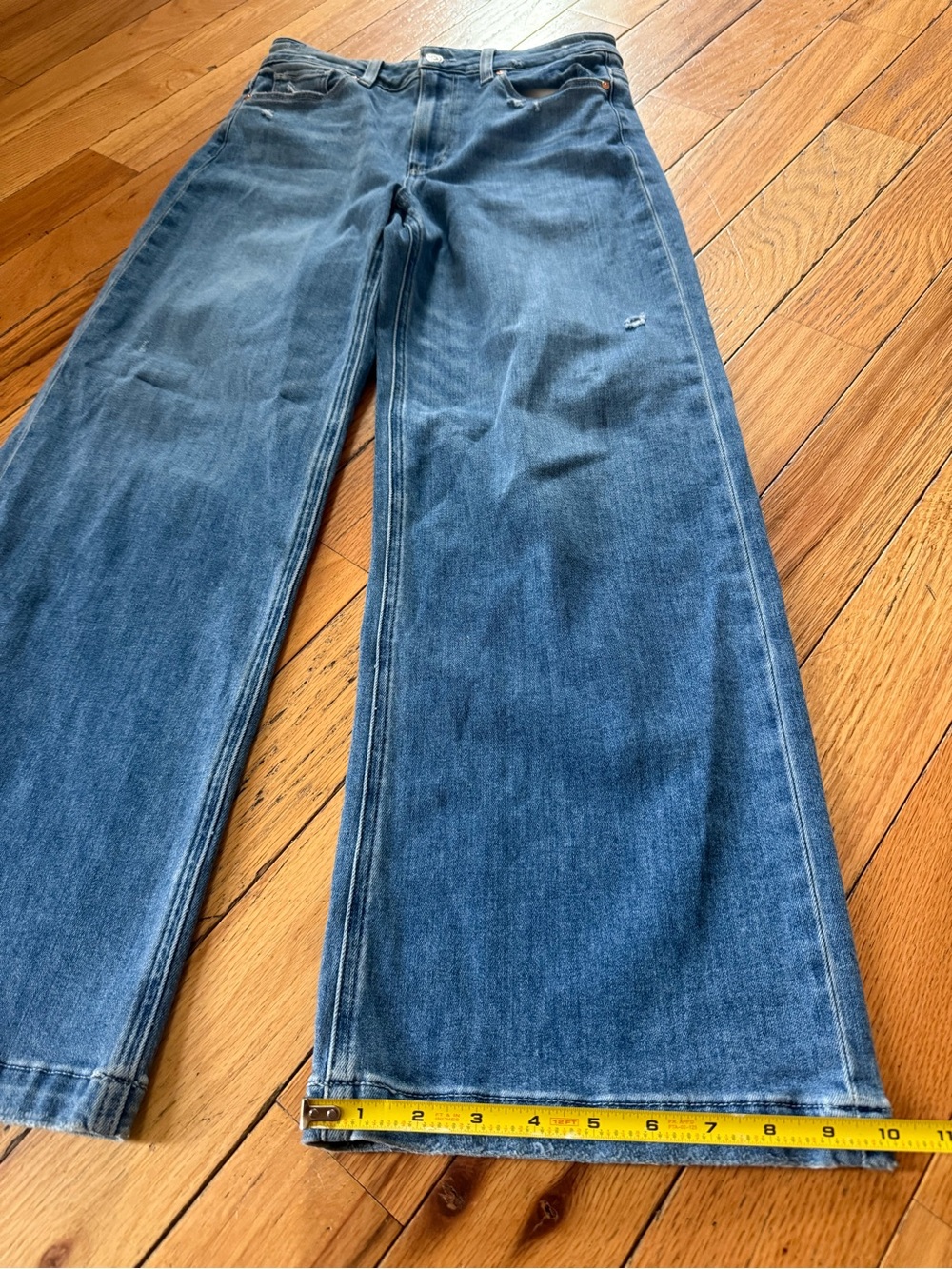 PAIGE Anessa Wide Leg Jeans Med Wash Womens Size 27 High Rise Stretch Distressed - Picture 11 of 15